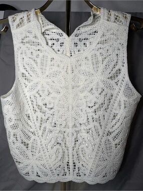 And Now This White Crochet Sweater Tank Top Women’s Medium NWT Boho Cottagecore